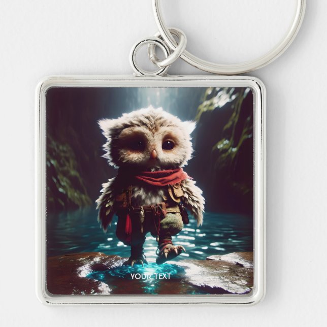 Fantasy Cute Owl Adventurer Water Key Ring (Front)