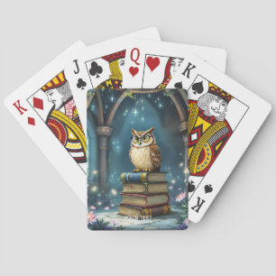 Fantasy Cute Owl Glasses Books Playing Cards