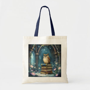 Fantasy Cute Owl Glasses Books Tote Bag