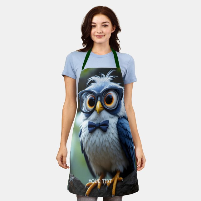 Fantasy Cute Owl Glasses Bow Apron (Worn)
