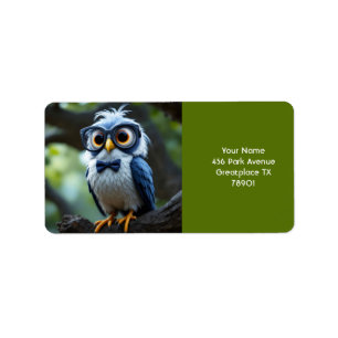 Fantasy Cute Owl Glasses Bow Label