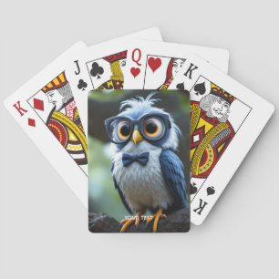 Fantasy Cute Owl Glasses Bow Playing Cards