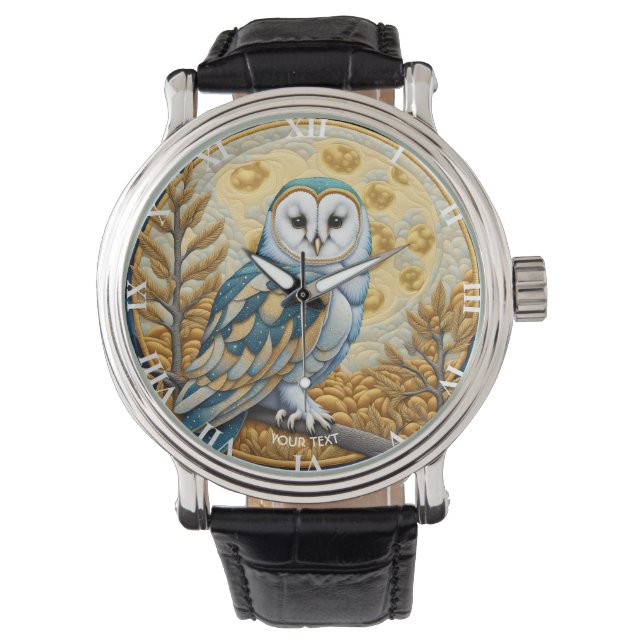 Fantasy Cute Owl Moon Trees Watch (Front)