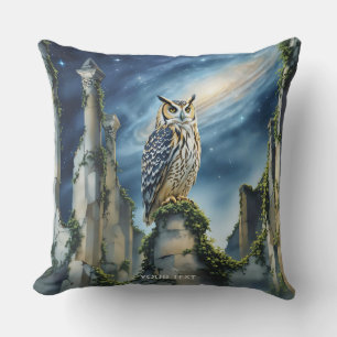 Fantasy Cute Owl Old Ruins Cushion