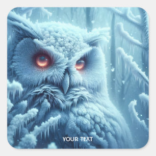 Fantasy Cute Owl Snow Winter Square Sticker