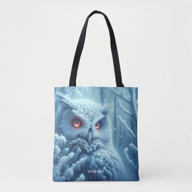 Fantasy Cute  Owl Snow Winter Tote Bag (Front)