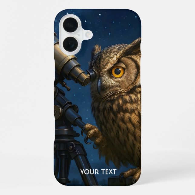 Fantasy Cute Owl Telescope Night  iPhone Case (Back)