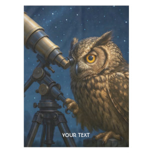 Fantasy Cute Owl Telescope Night Tablecloth