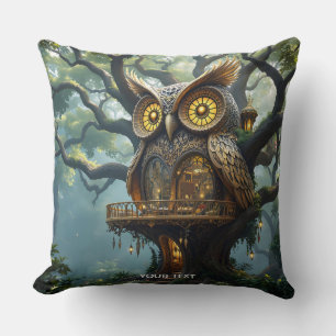 Fantasy Cute Owl Tree Forest Cushion