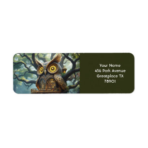 Fantasy Cute Owl Tree Forest Return Address Label