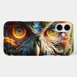 Fantasy Cute Owl Waterfall Trees iPhone 16 Plus Case