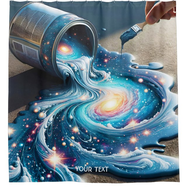 Fantasy Cute Paint Space Stars Shower Curtain (Front)