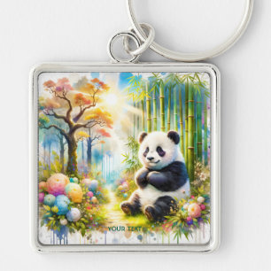 Fantasy Cute Panda Bamboo Forest Key Ring