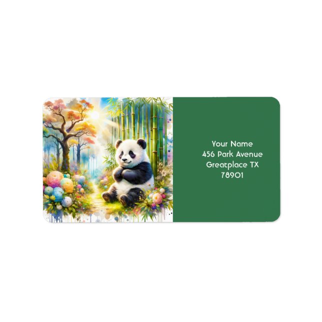 Fantasy Cute Panda Bamboo Forest Label (Front)