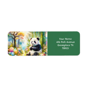 Fantasy Cute Panda Bamboo Forest Return Address Label