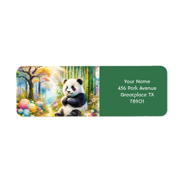 Fantasy Cute Panda Bamboo Forest Return Address Label (Front)