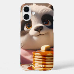 Fantasy Cute Panda Eating Pancakes iPhone 16 Plus Case
