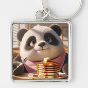 Fantasy Cute Panda Eating Pancakes Key Ring