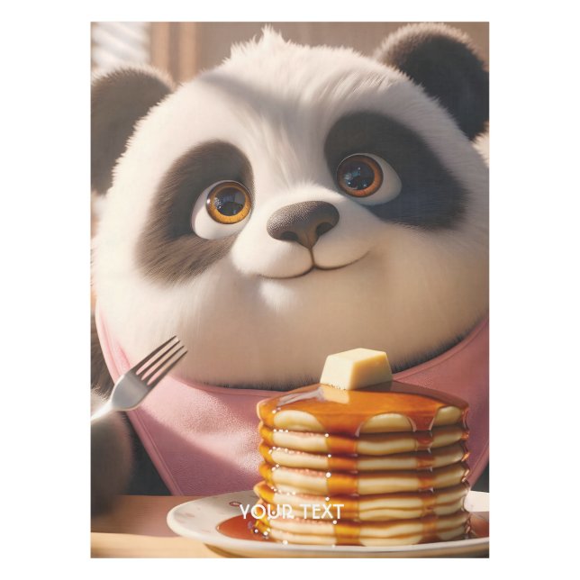 Fantasy Cute Panda Eating Pancakes Tablecloth (Front)