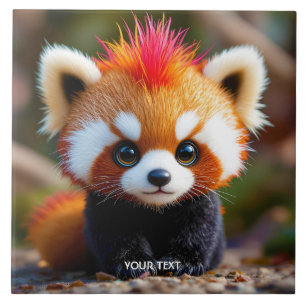 Fantasy Cute Panda Red Hai Ceramic Tile