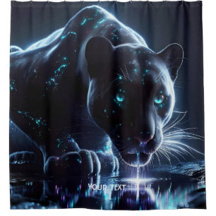 Fantasy Cute Panther Drinking Water Shower Curtain