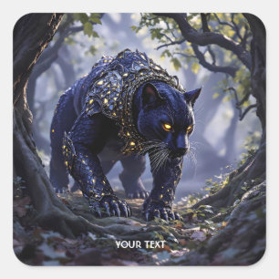 Fantasy Cute Panther Scale Armour Square Sticker