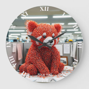 Fantasy Cute Paper Clip Bear Large Clock