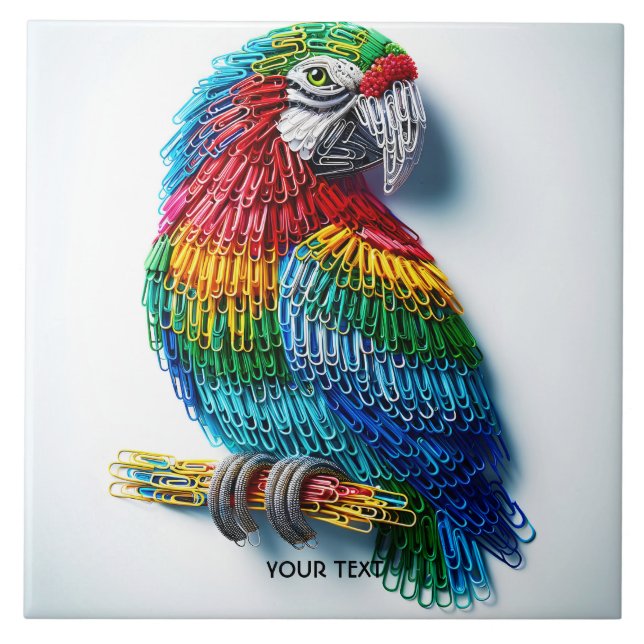 Fantasy Cute Paper Clips Bird Ceramic Tile (Front)