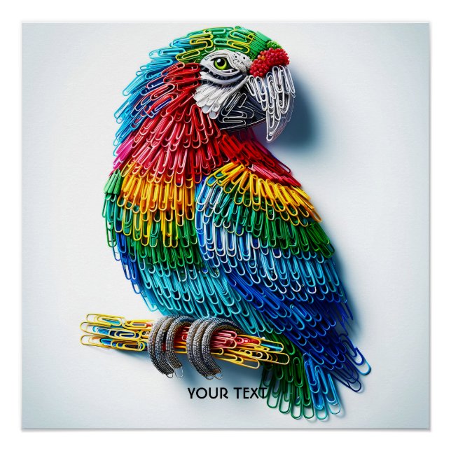 Fantasy Cute Paper Clips Bird Poster (Front)