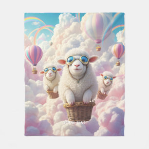 Fantasy Cute Pastel Family Sheep Fleece Blanket