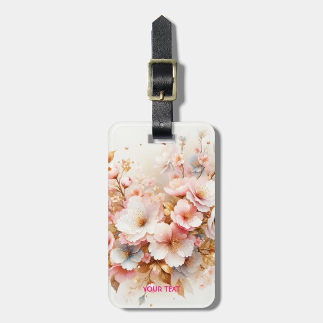 Fantasy Cute Pastel Pink Sakura Luggage Tag (Front Vertical)