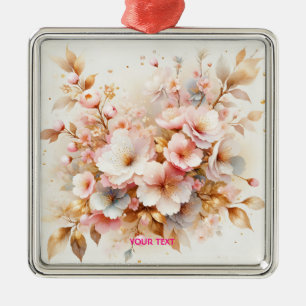 Fantasy Cute Pastel Pink Sakura Metal Ornament
