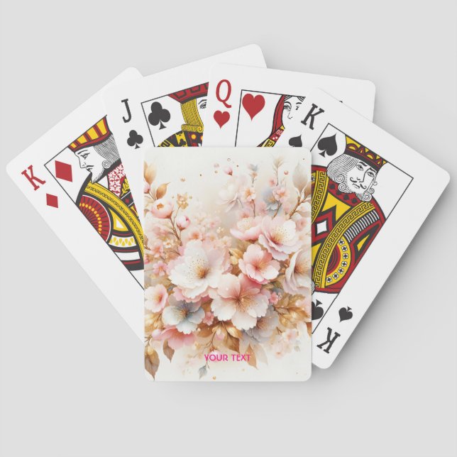 Fantasy Cute Pastel Pink Sakura Playing Cards (Back)