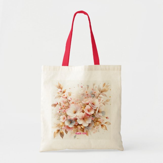 Fantasy Cute Pastel Pink Sakura Tote Bag (Front)