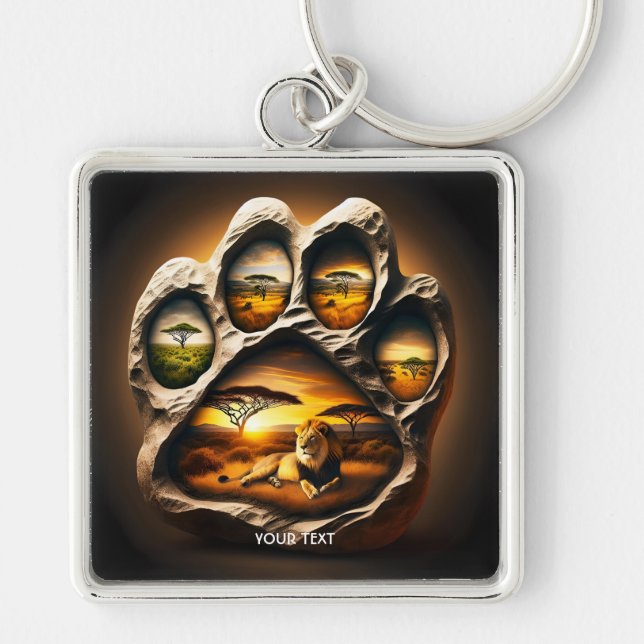 Fantasy Cute Paw Lion Stone Key Ring (Front)