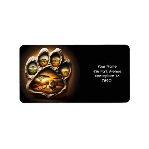 Fantasy Cute Paw Lion Stone Label