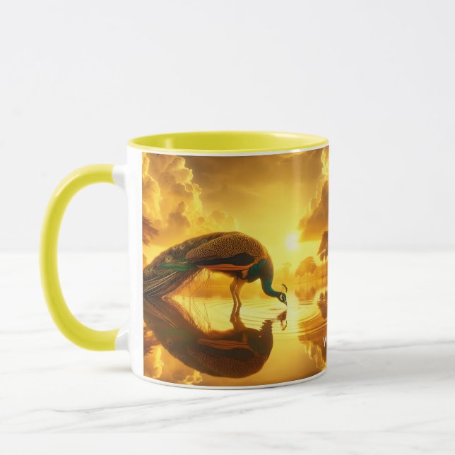 Fantasy Cute Peacock Drinking Water Mug (Left)