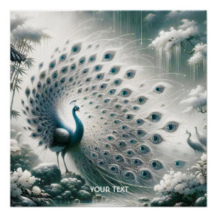 Fantasy Cute Peacock Rain Tree Poster