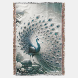 Fantasy Cute Peacock Rain Tree Throw Blanket