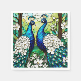 Fantasy Cute Peacock Stained Glass Napkin