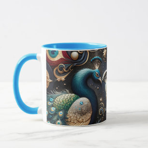 Fantasy Cute Peacocks Crescent Feathers Mug