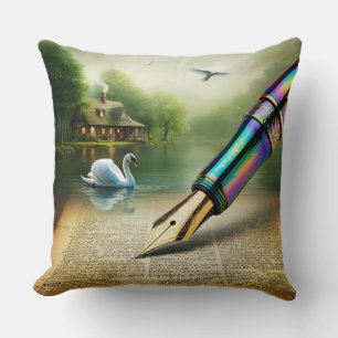 Fantasy Cute Pen Lake Swan Cushion