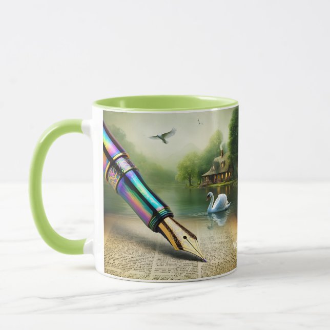Fantasy Cute Pen Lake Swan Mug (Left)