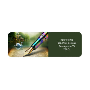 Fantasy Cute Pen Lake Swan Return Address Label