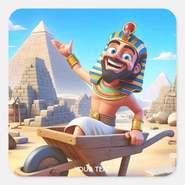 Fantasy Cute Pharaoh Pyramids Egypt Square Sticker (Front)