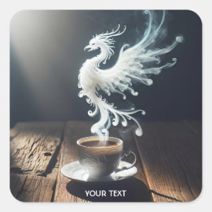 Fantasy Cute Phoenix Coffee Smoke Square Sticker
