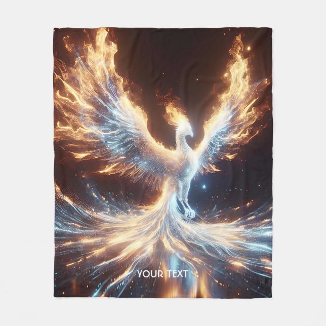 Fantasy Cute Phoenix Fire Reborn Fleece Blanket (Front)