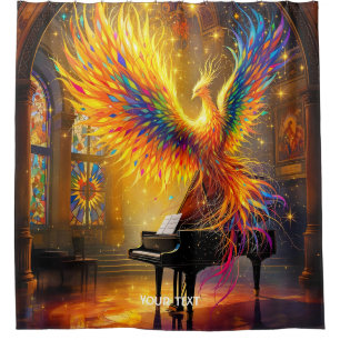 Fantasy Cute Phoenix Playing Piano Shower Curtain