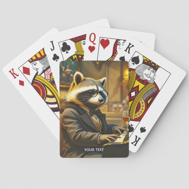 Fantasy Cute Piano Racoon Playing Cards (Back)