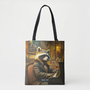 Fantasy Cute Piano Racoon Playing Tote Bag